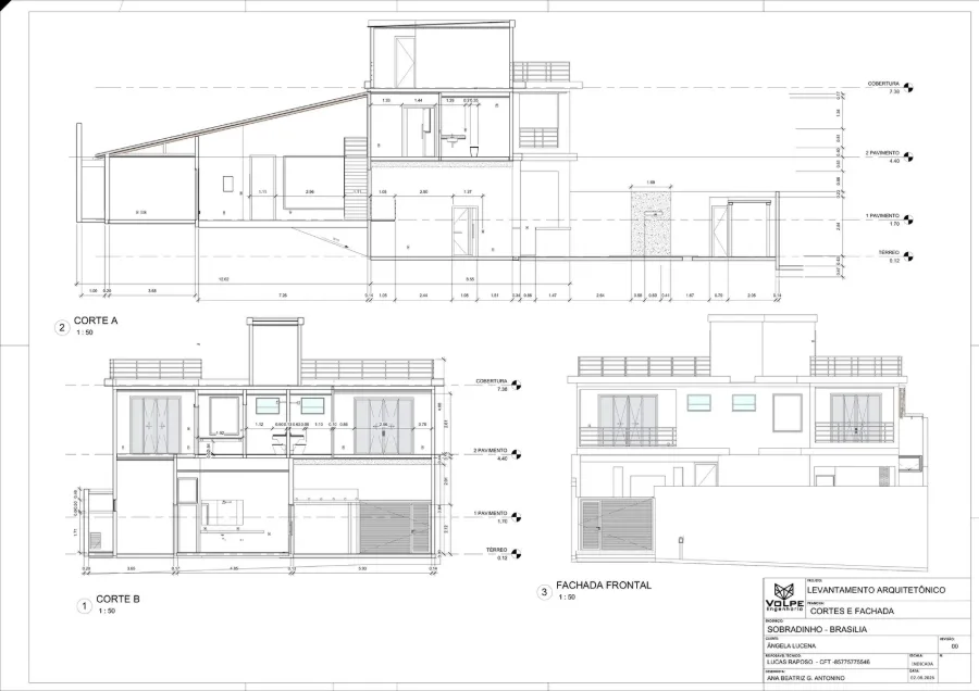 Sobradinhos: Cortes e fachada: as built